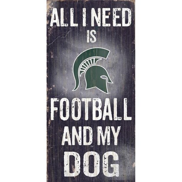 Caseys Michigan State Spartans Wood Sign - Football and Dog 6"x12" 7846003897